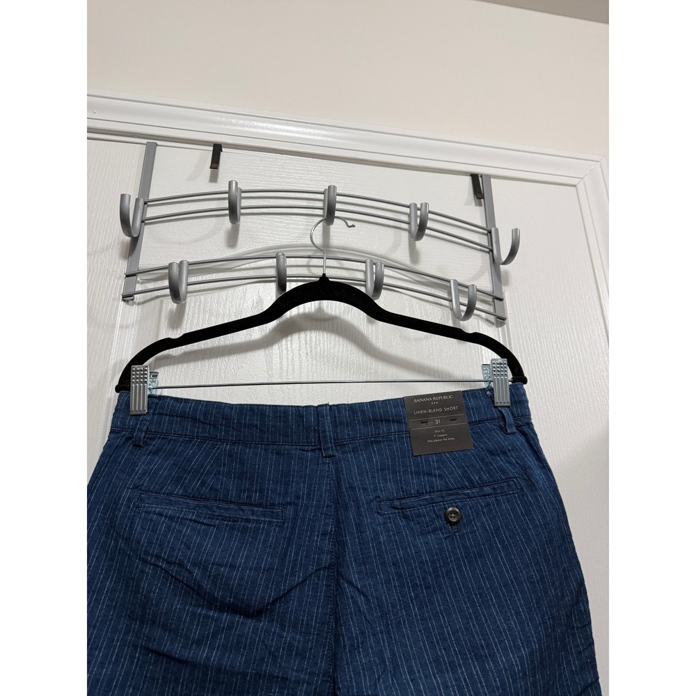 Banana Republic Blue Pinstripe Linen Blend Slim Fit Shorts 7" Inseam Mens 31 NEW - Picture 10 of 16